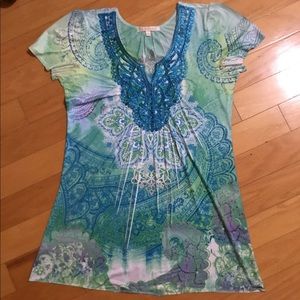 G Collection Womens Embellished Patterned Top